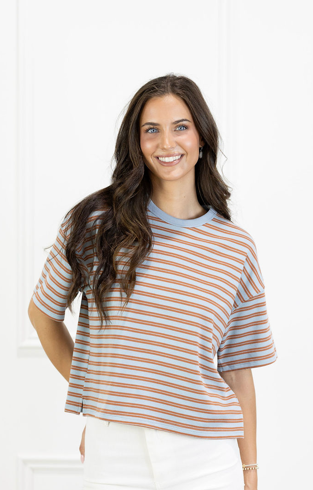Double Striped T-shirt Blue/Rust