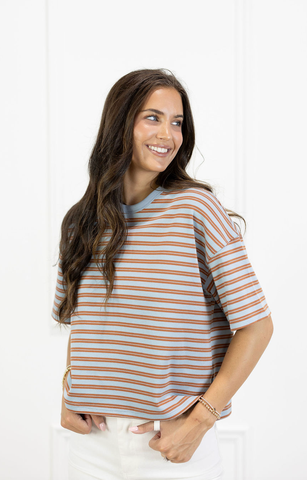 Double Striped T-shirt Blue/Rust