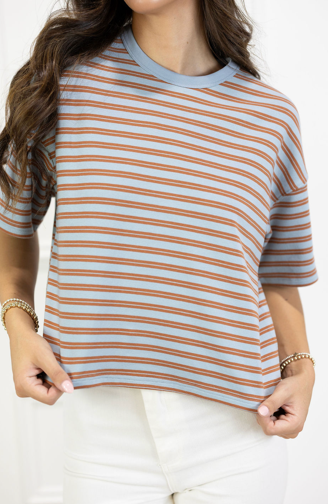 Double Striped T-shirt Blue/Rust