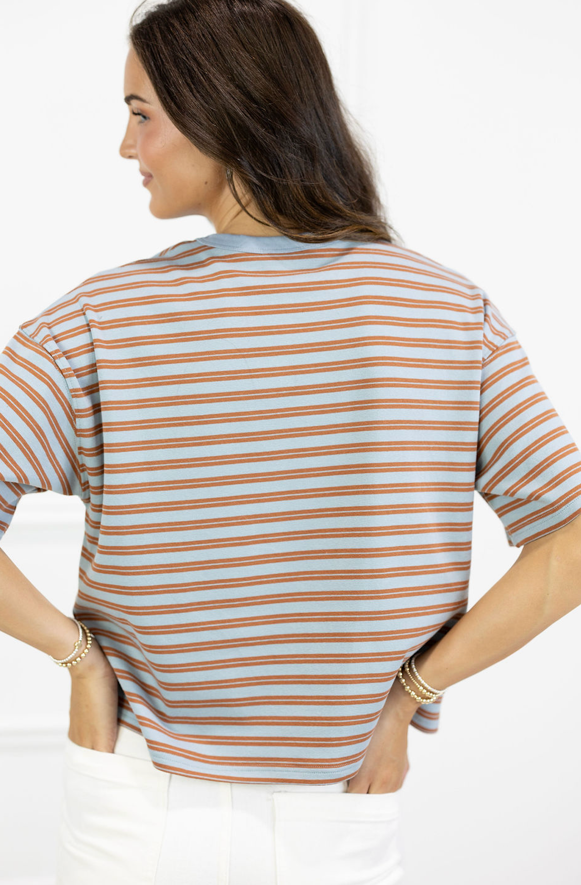 Double Striped T-shirt Blue/Rust