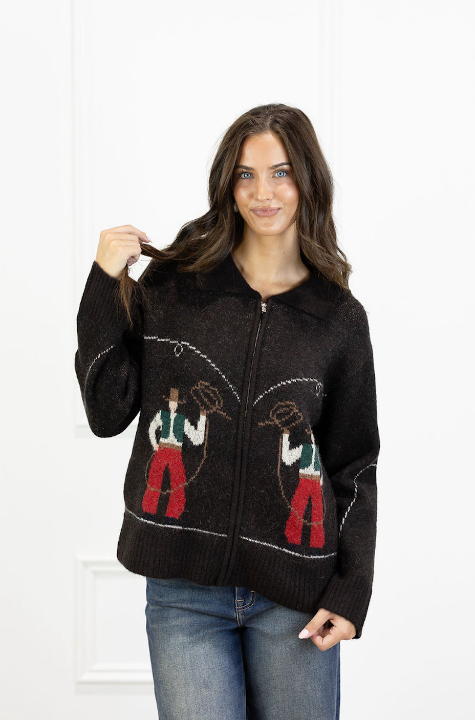Cowboy Zip Up Sweater