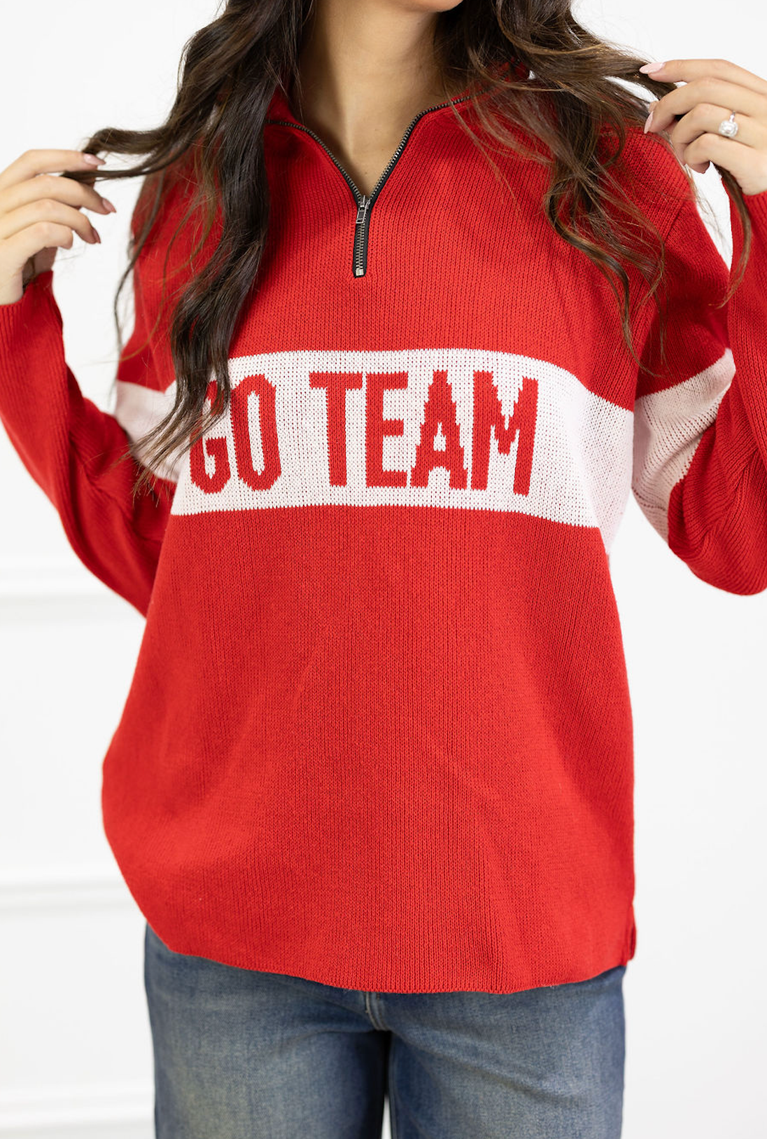 Go Team Quarter Zip Sweater - Clothe Boutique