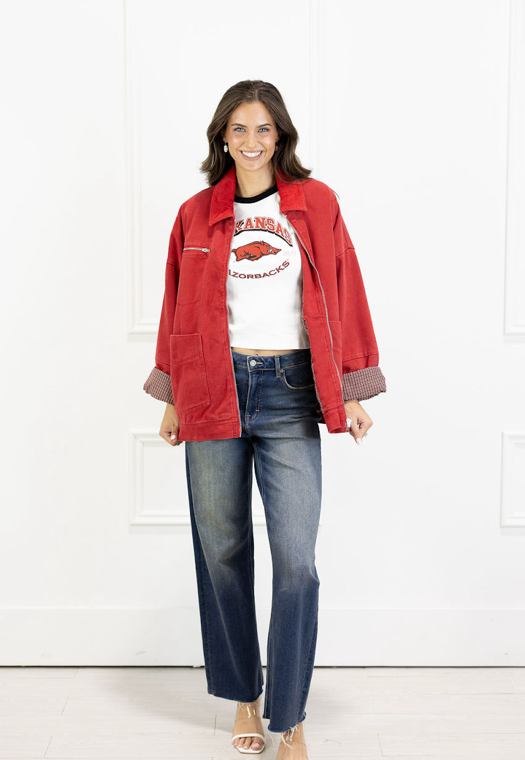 Red Oversized Worker Jacket
