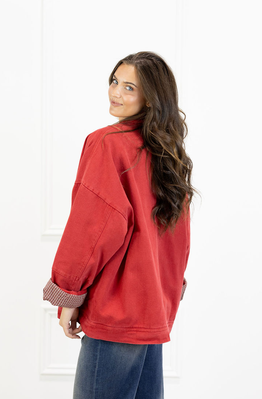 Red Oversized Worker Jacket
