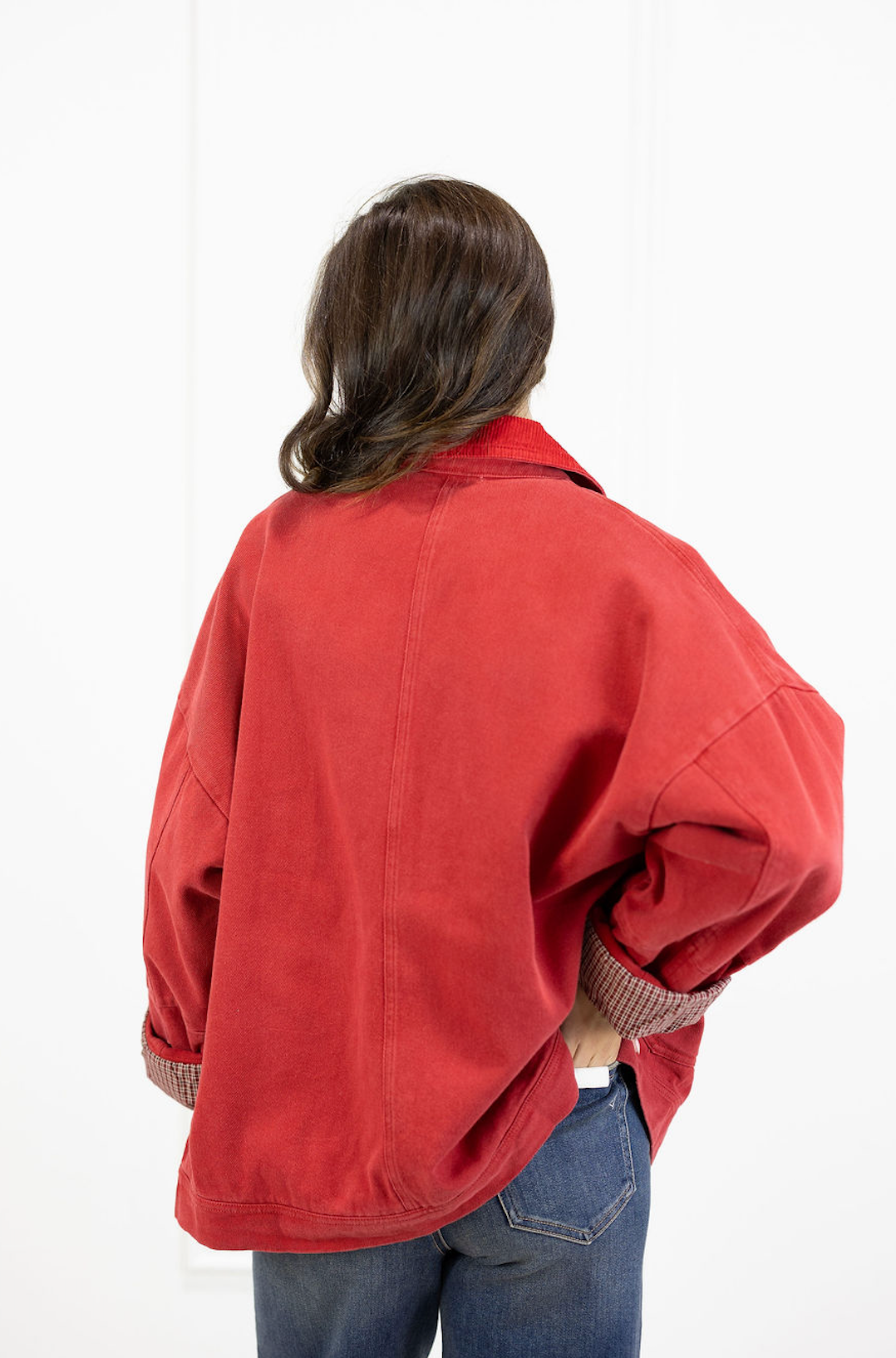 Red Oversized Worker Jacket
