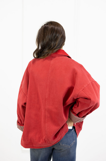 Red Oversized Worker Jacket