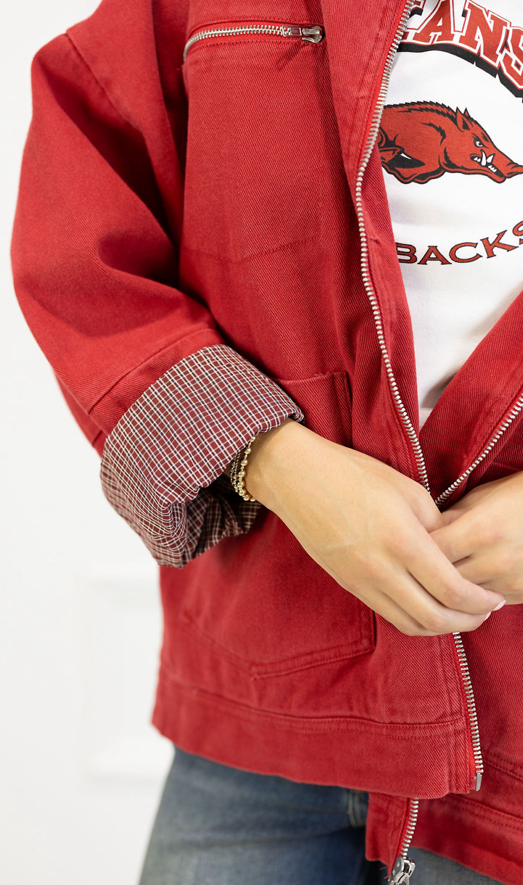 Red Oversized Worker Jacket
