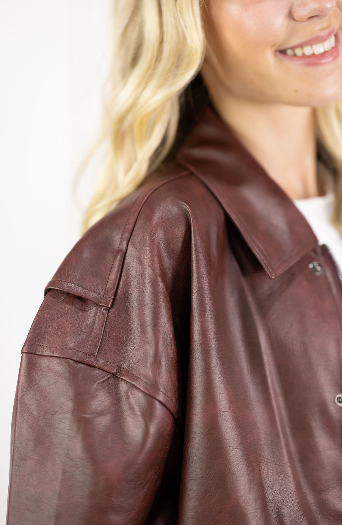 Mara Faux Leather Oversized Bomber