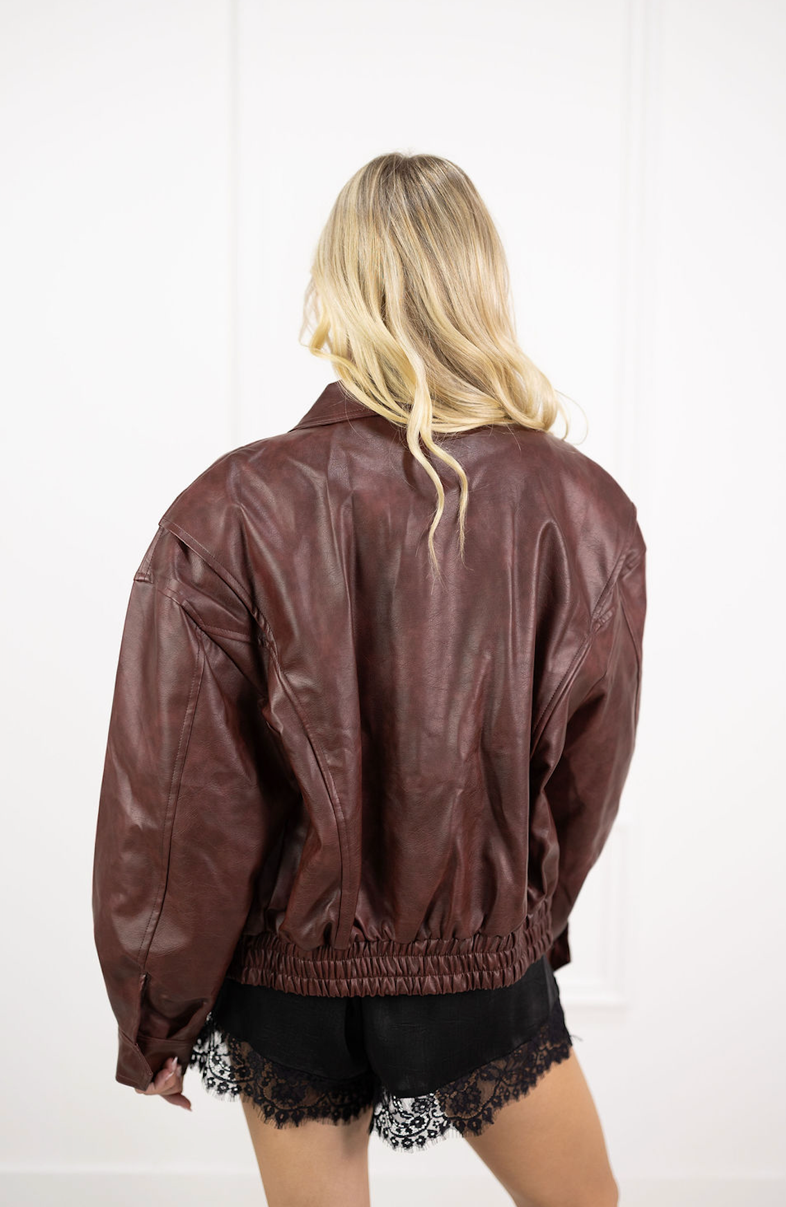 Mara Faux Leather Oversized Bomber