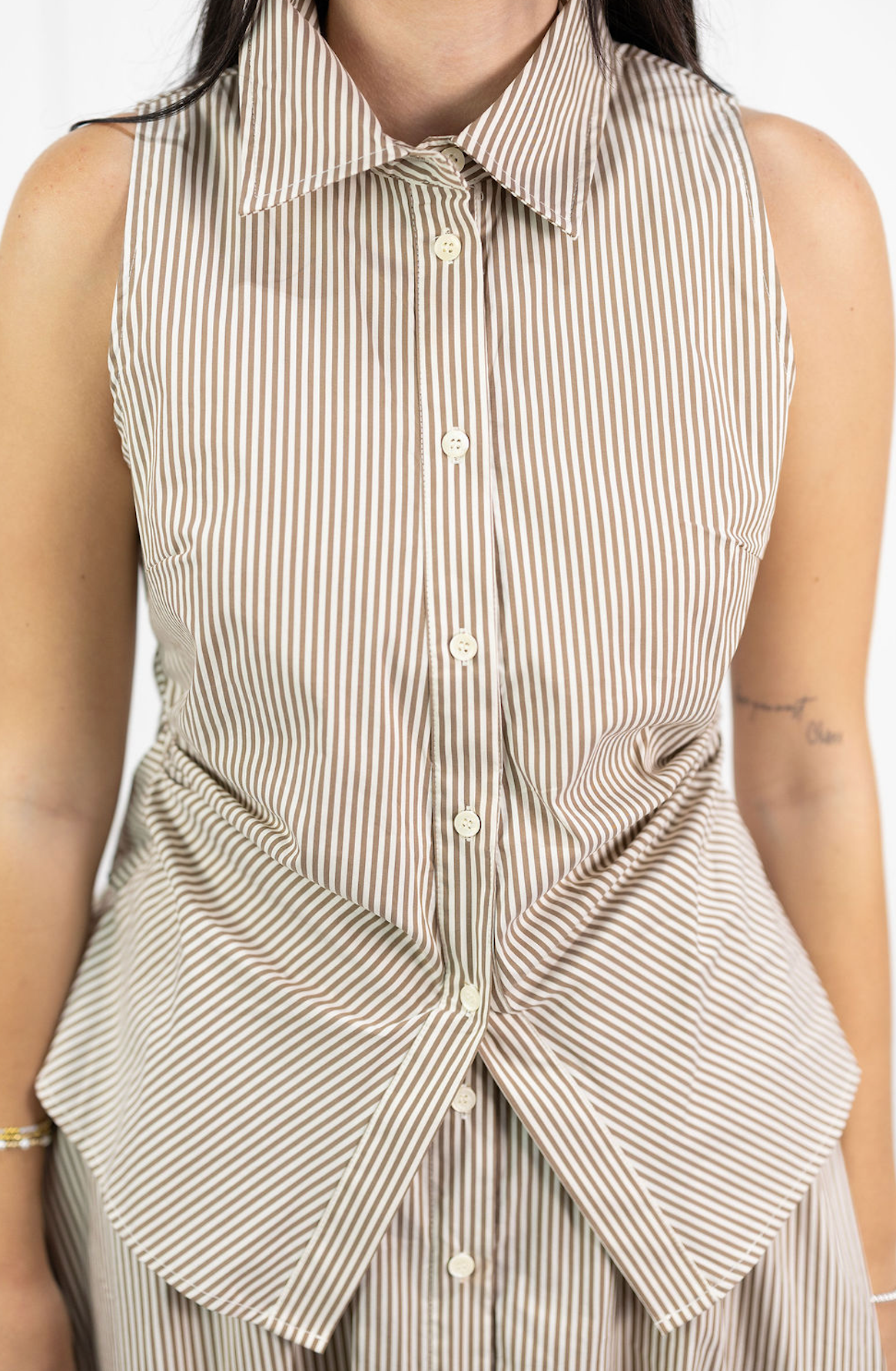 Stripe Collared Tie Waist Maxi Dress