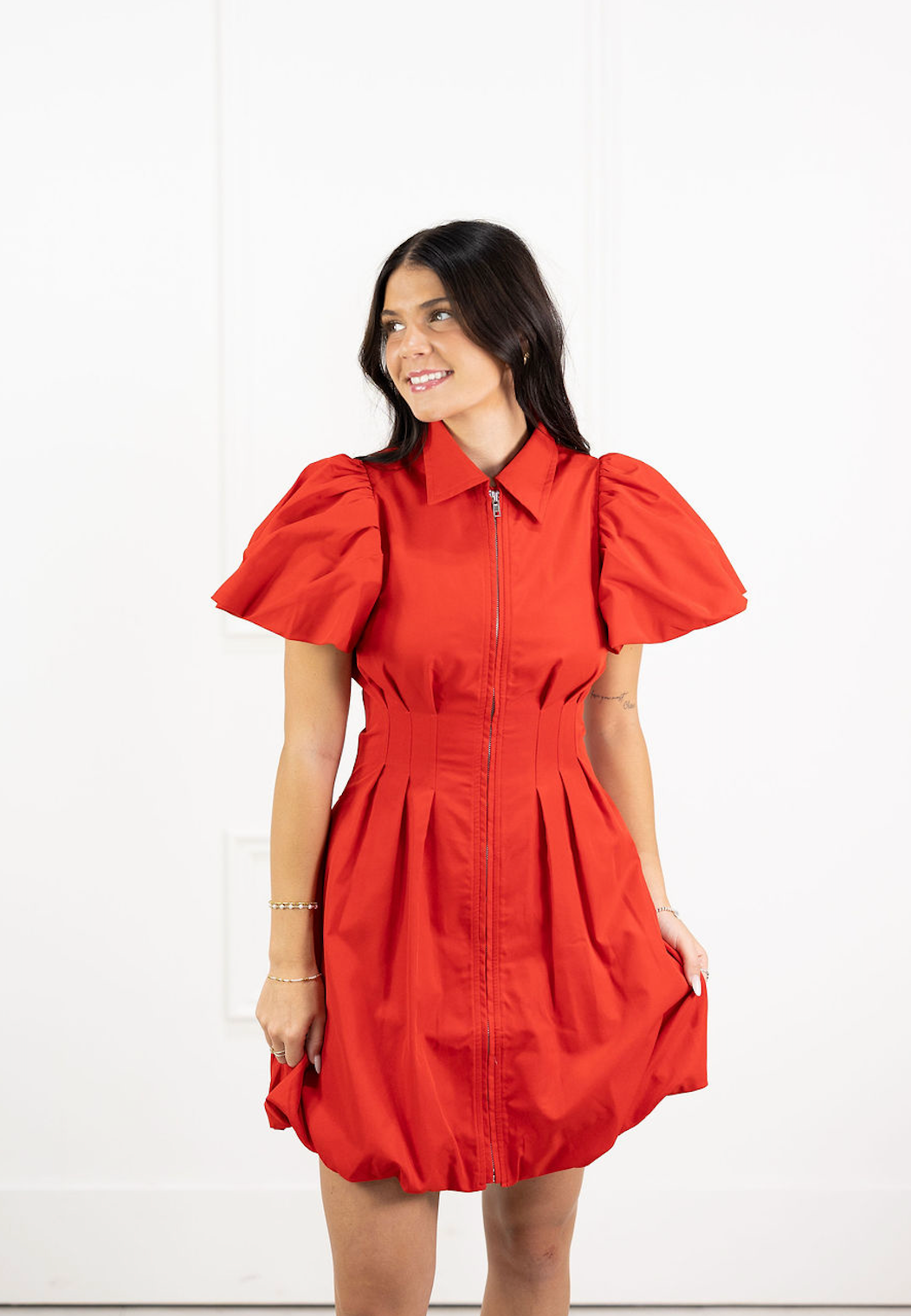 Melissa Bubble Mini Dress Red