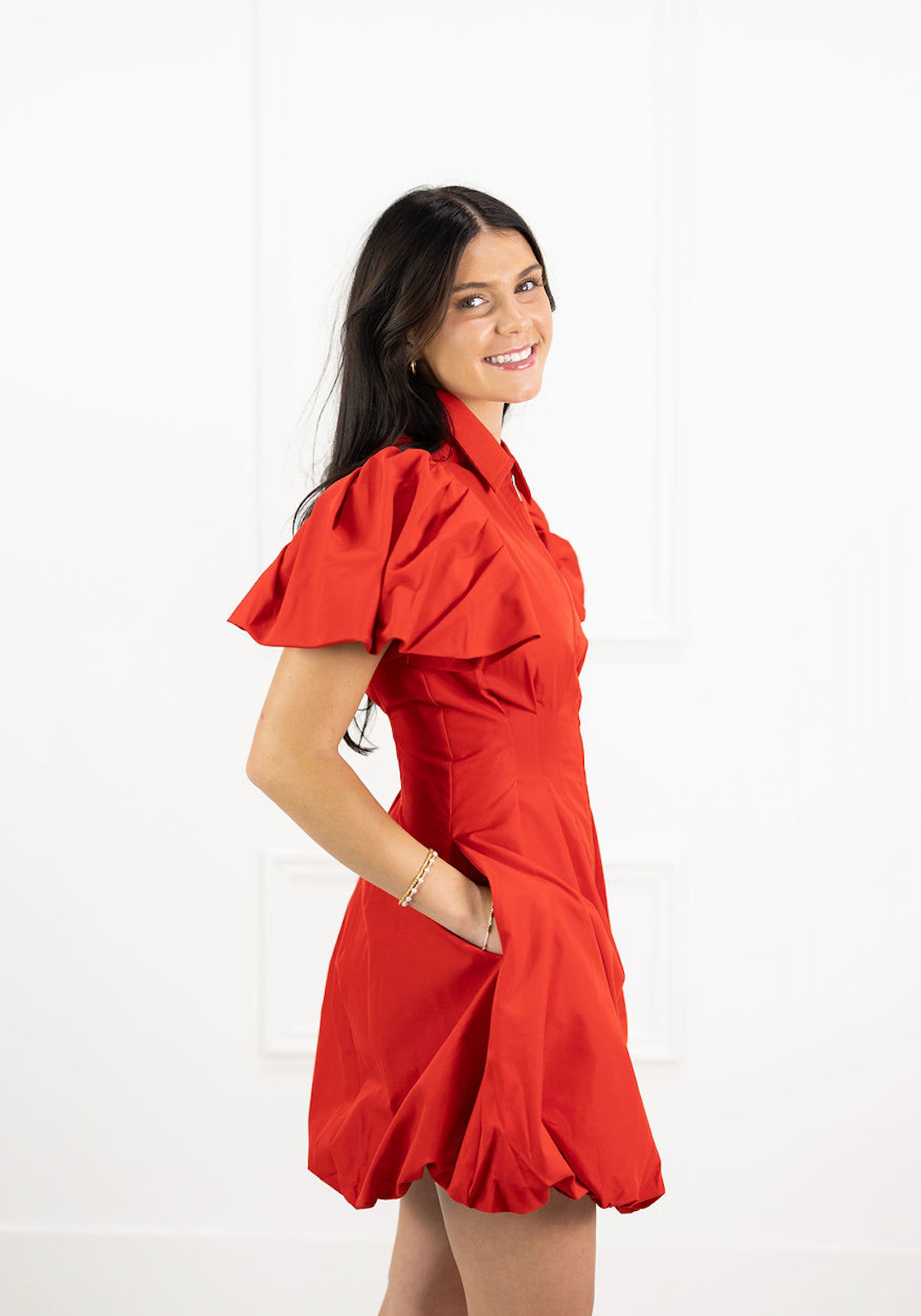 Melissa Bubble Mini Dress Red