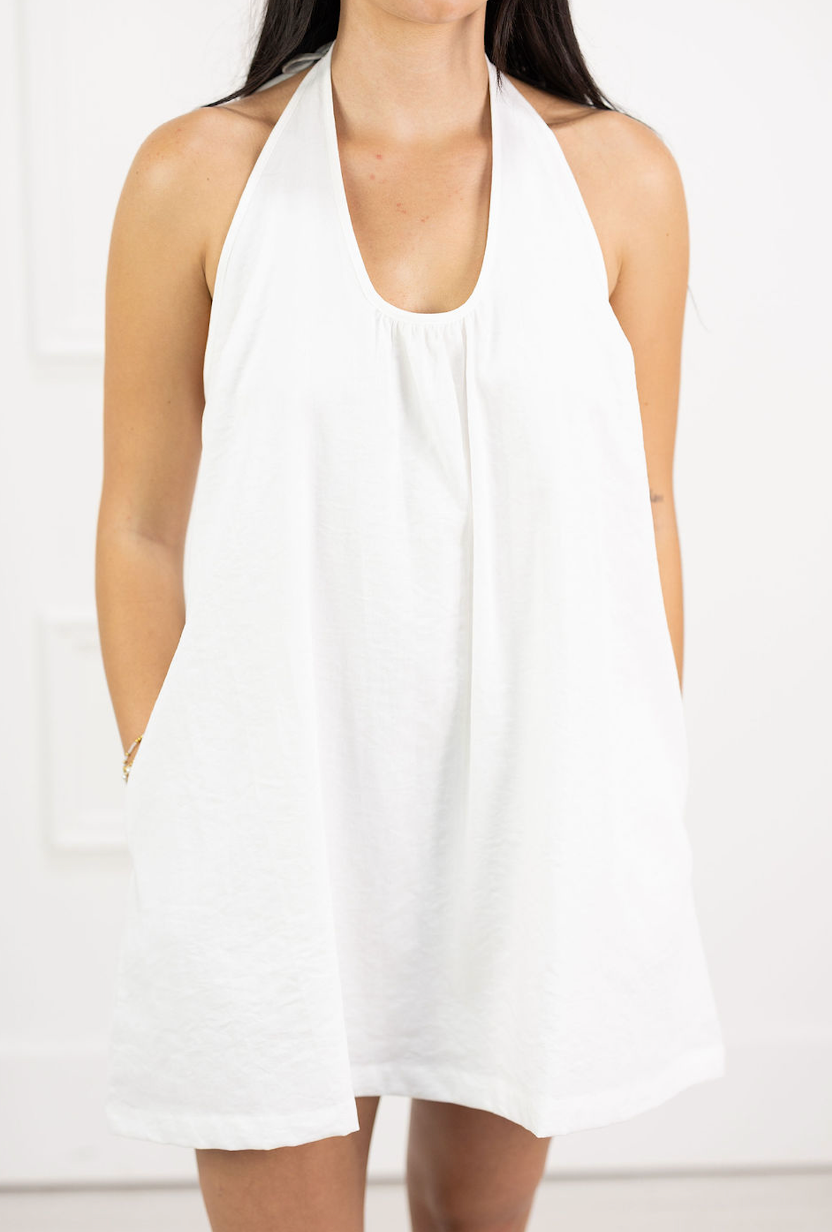 White Halter Mini Dress