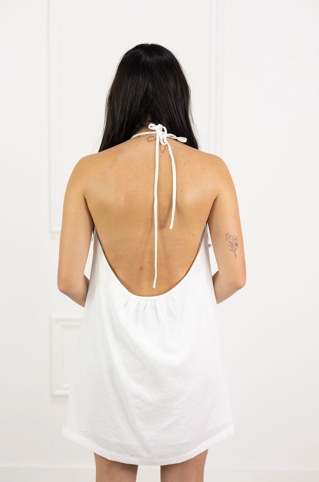 White Halter Mini Dress