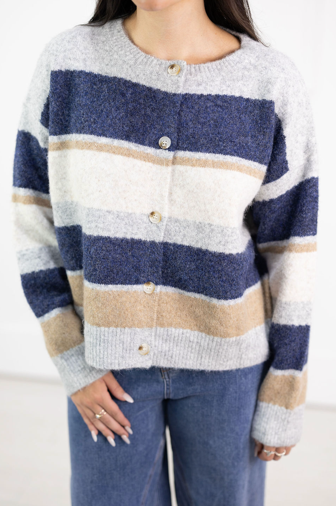 Navy Multi Stripe Cardigan