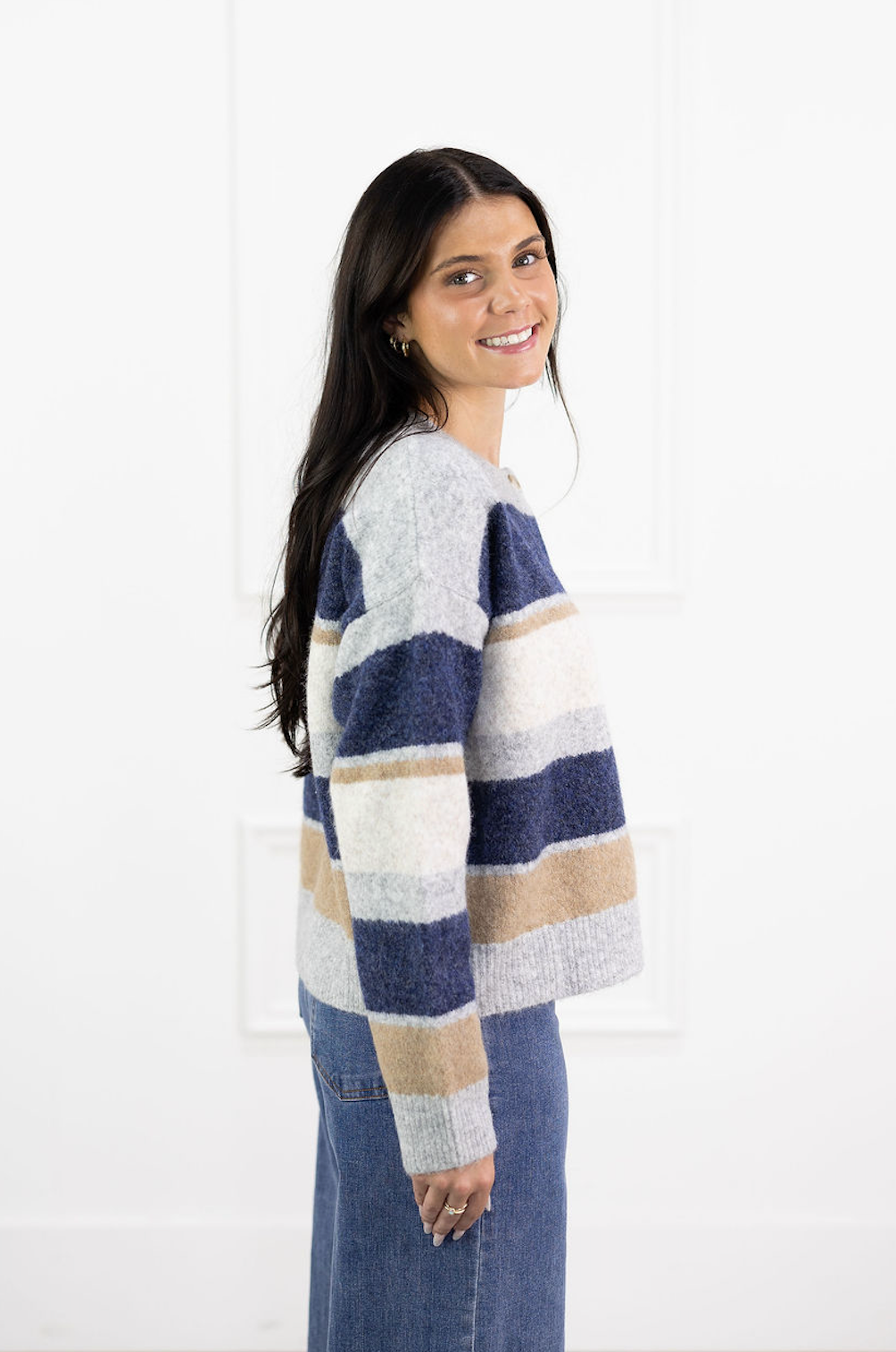 Navy Multi Stripe Cardigan