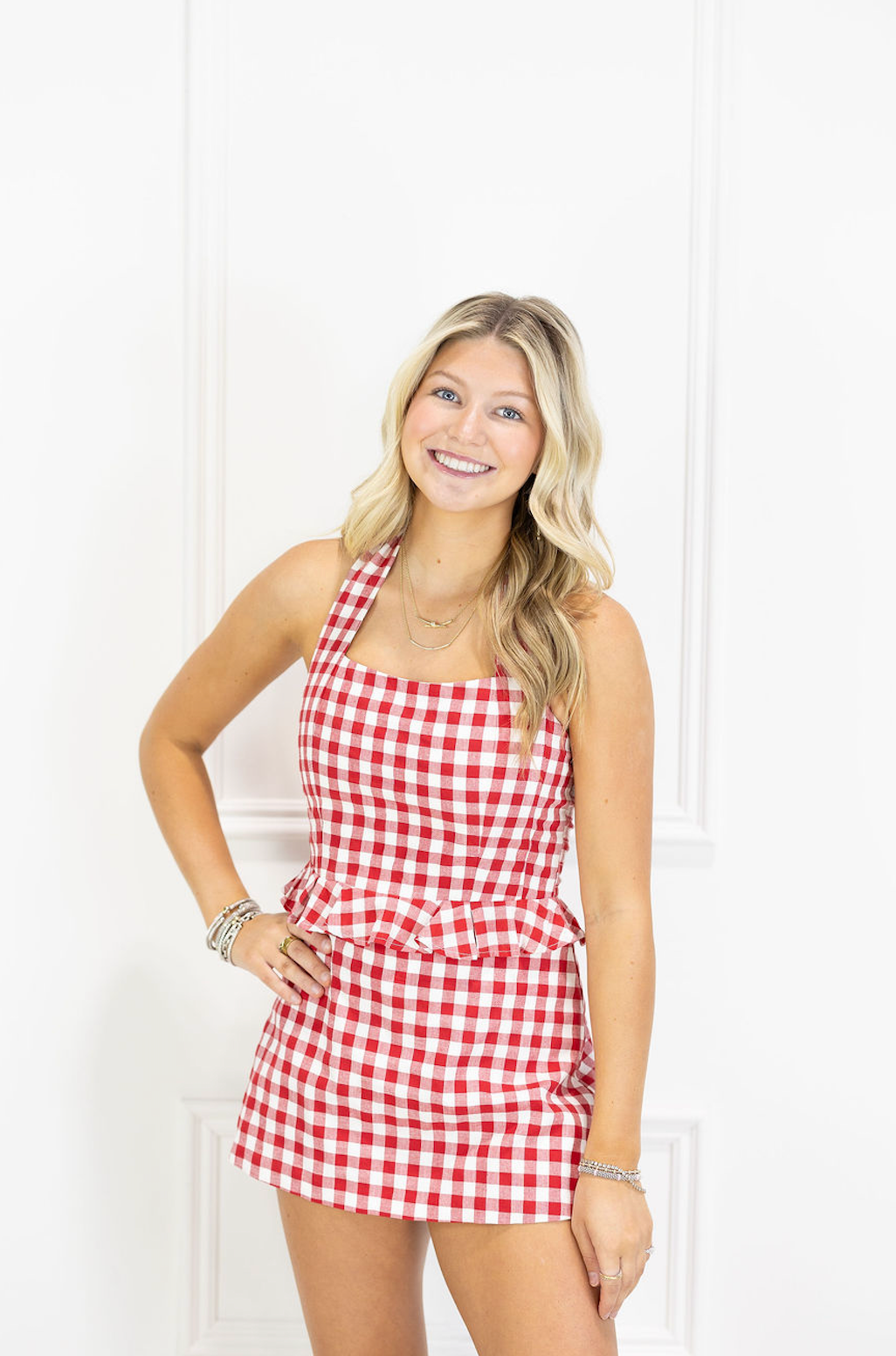 Red Gingham Halter & Skirt Set of 2