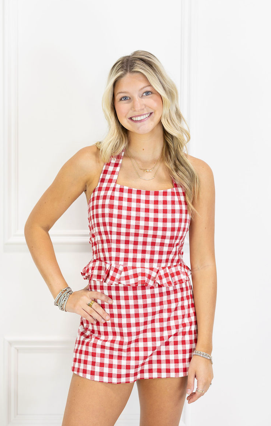 Red Gingham Halter & Skirt Set of 2