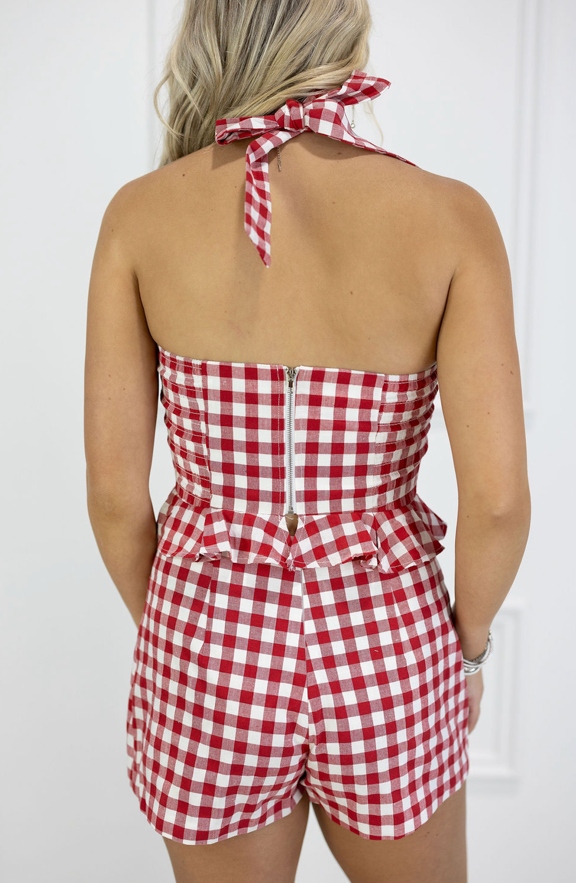 Red Gingham Halter & Skirt Set of 2