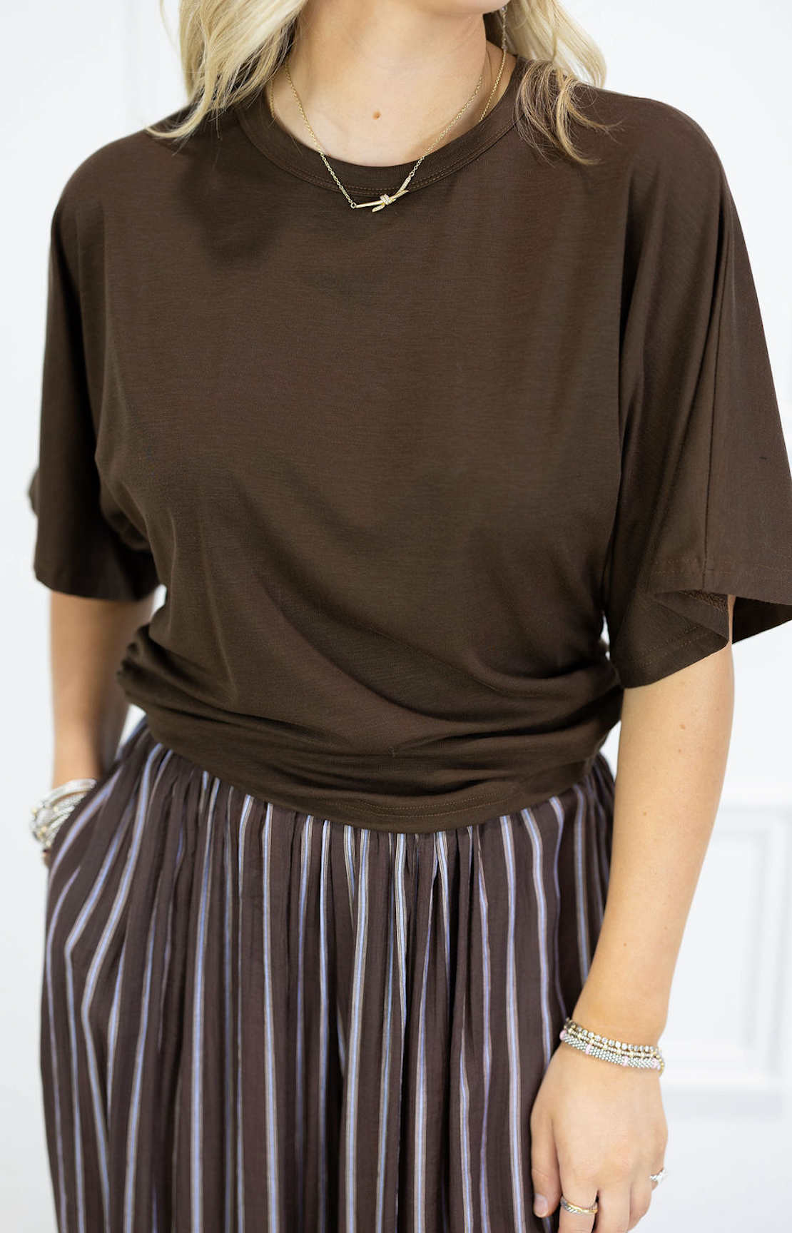 Sasha Brown Short Sleeve Top