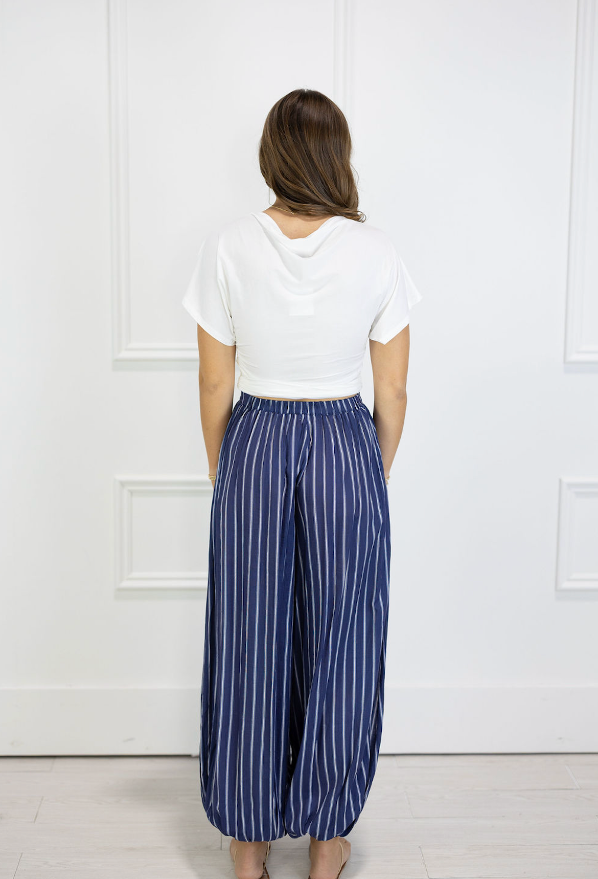 Draped Short Sleeve Top White