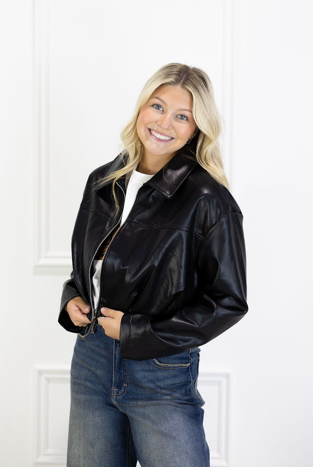 Meg Black Pleather Jacket