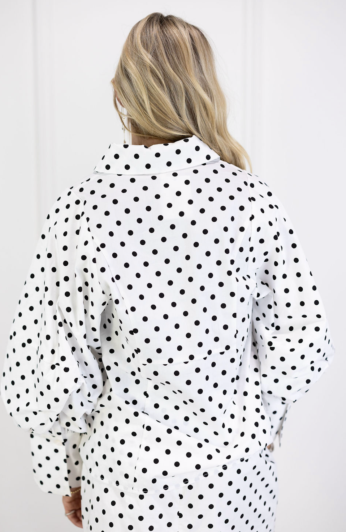 Polka Dot Poplin Sleeve Blouse
