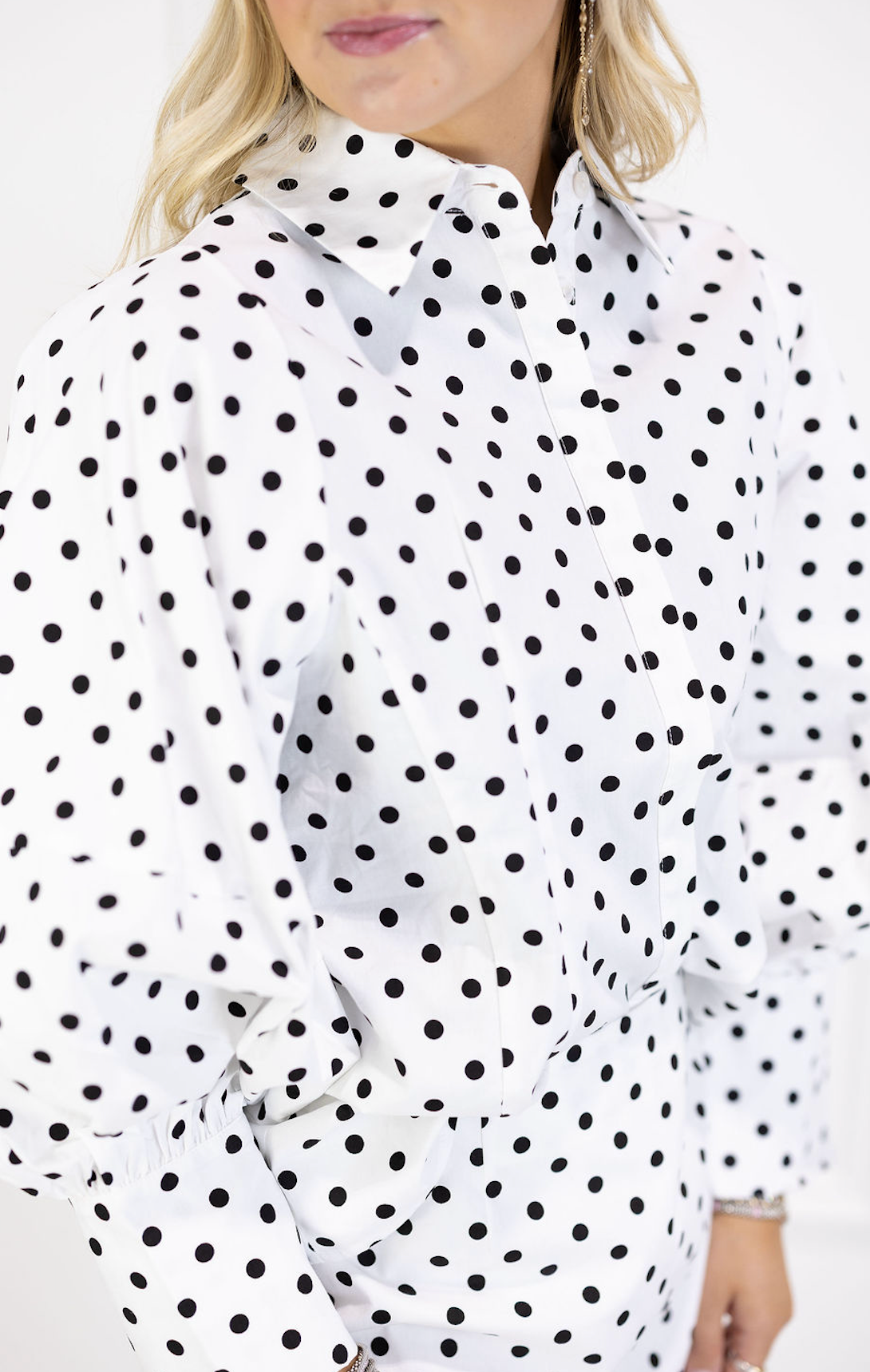 Polka Dot Poplin Sleeve Blouse