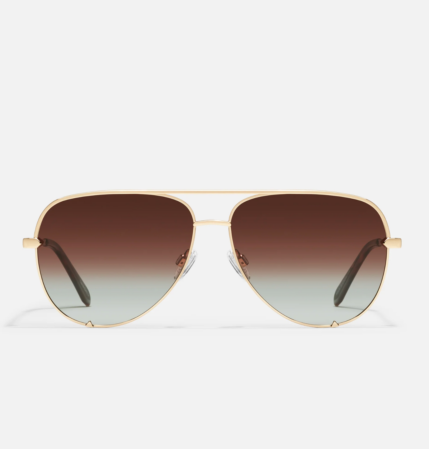 High Key Quay Sunglasses - Gold/Brown Fade