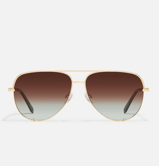 High Key Quay Sunglasses - Gold/Brown Fade