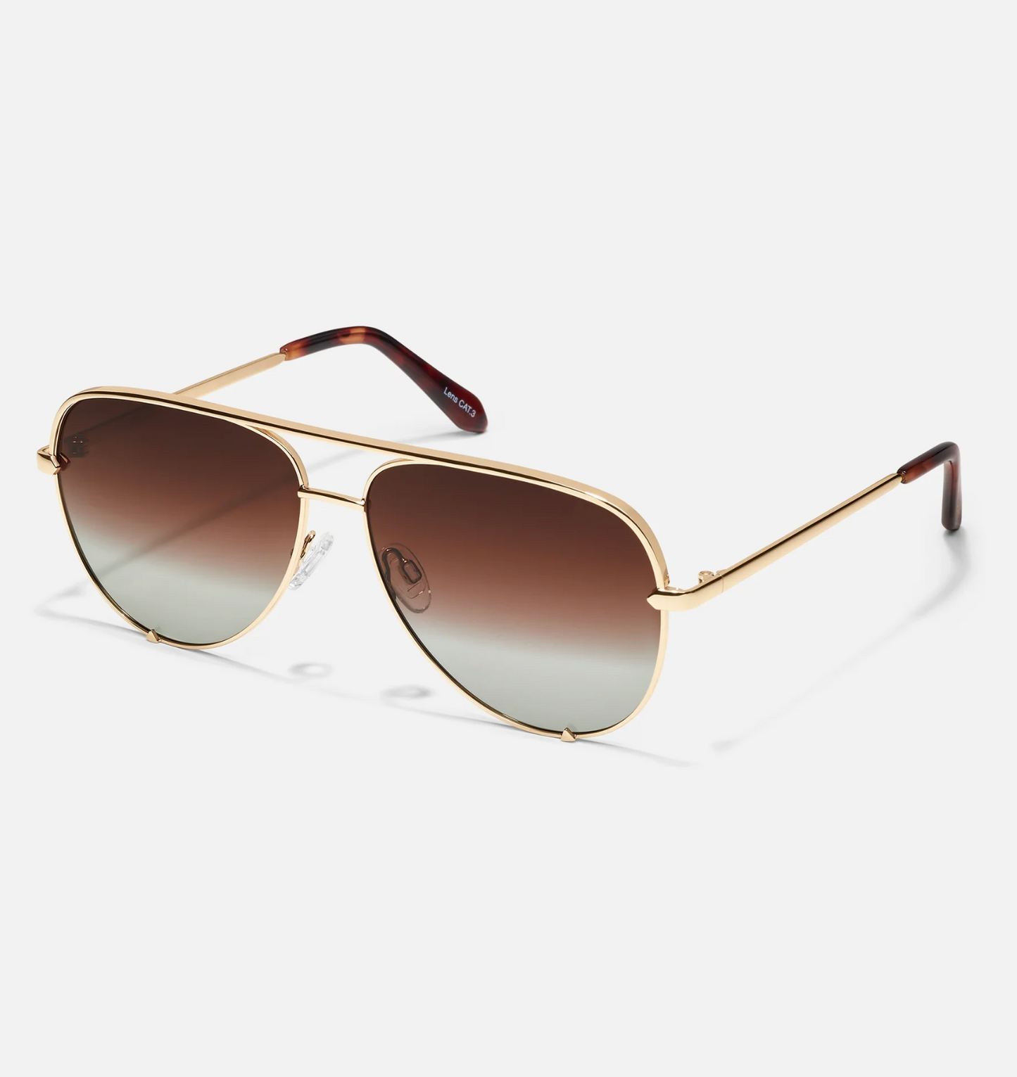 High Key Quay Sunglasses - Gold/Brown Fade