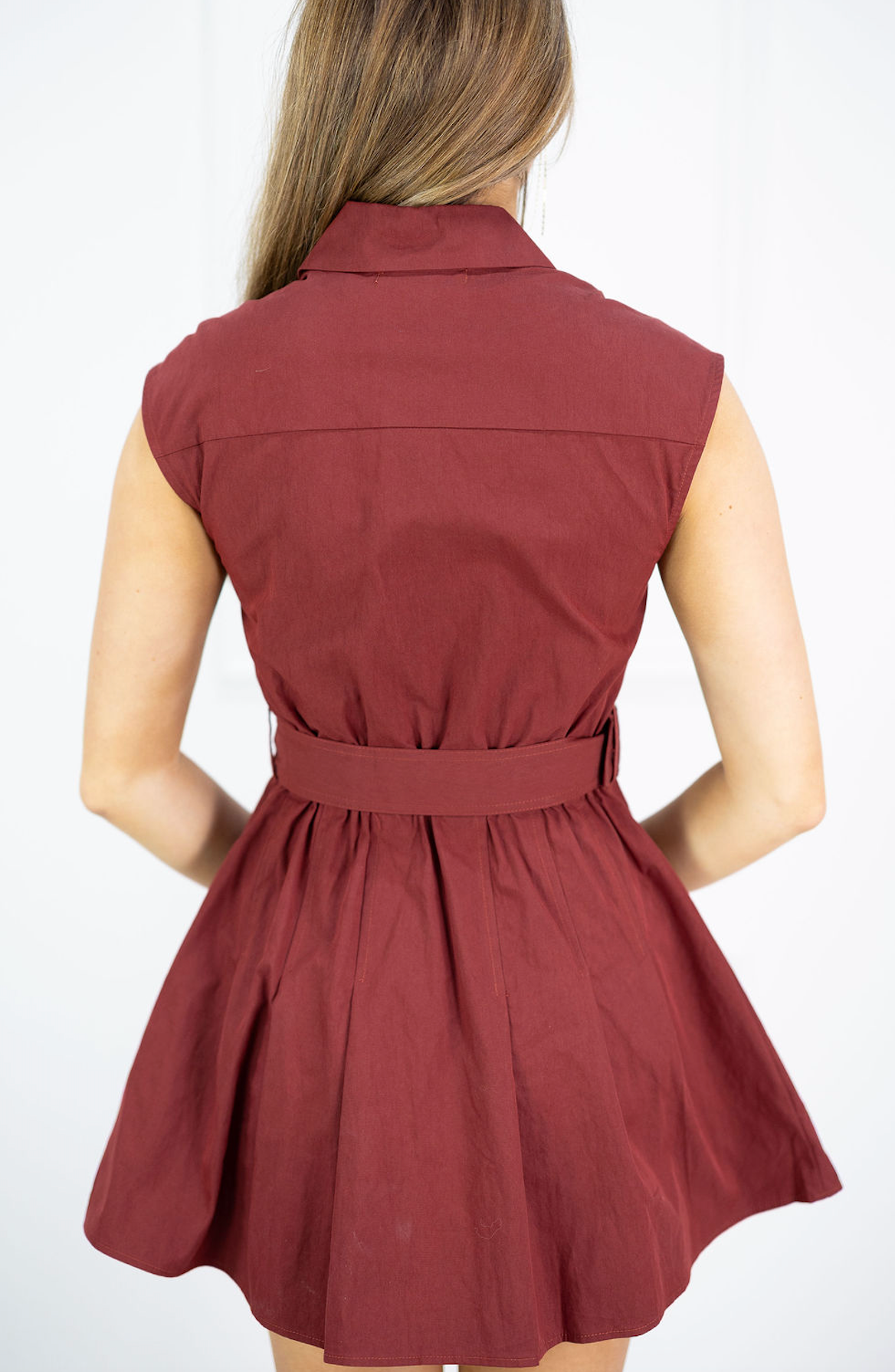 Hanna Wine Belted Dress