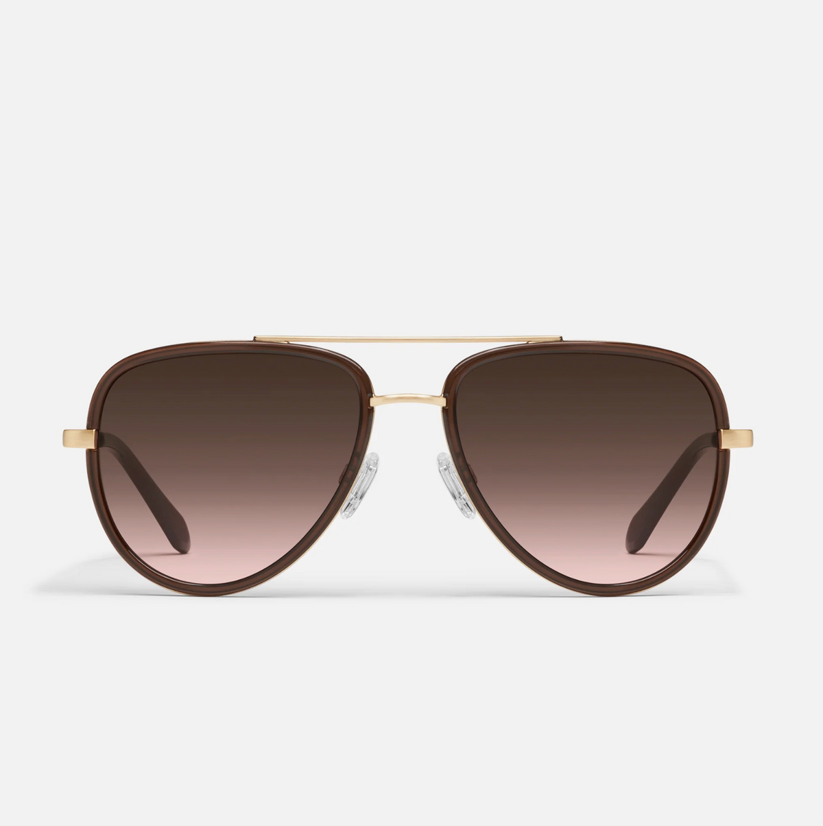 All In Medium Quay Sunglasses - Dark Brown/Brown Rose