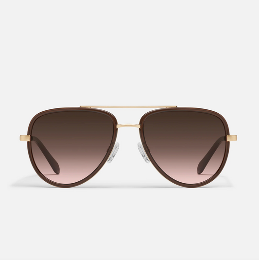 All In Medium Quay Sunglasses - Dark Brown/Brown Rose