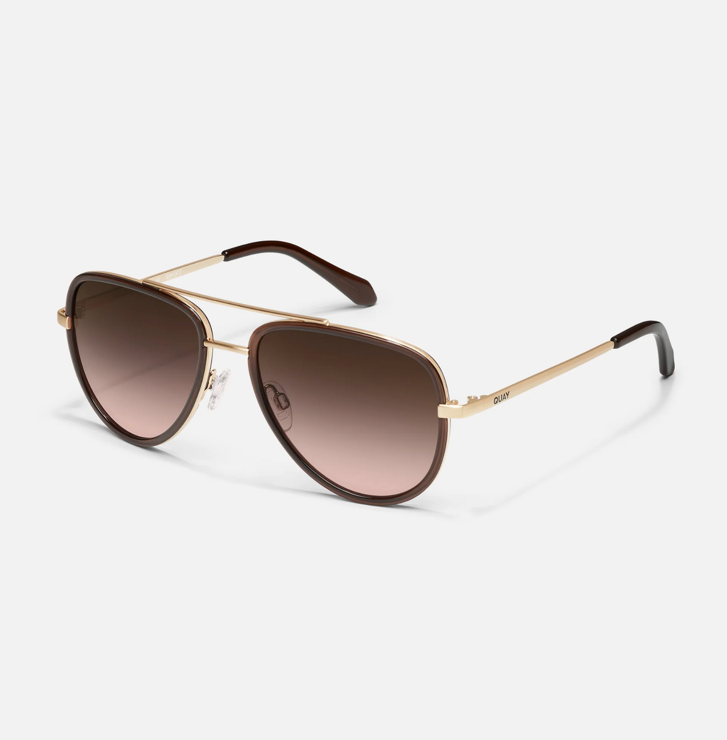 All In Medium Quay Sunglasses - Dark Brown/Brown Rose