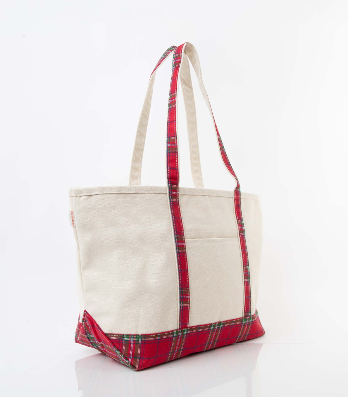 Red Plaid Large Classic Canvas Tote