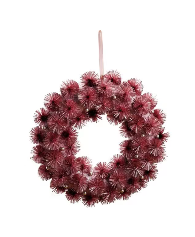 Pink Tinsel Ball Wreath