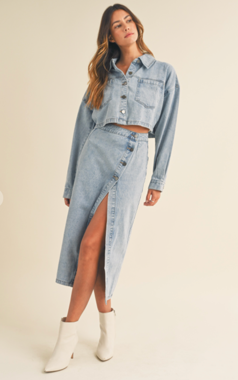 Denim Jacket & Skirt Set of 2