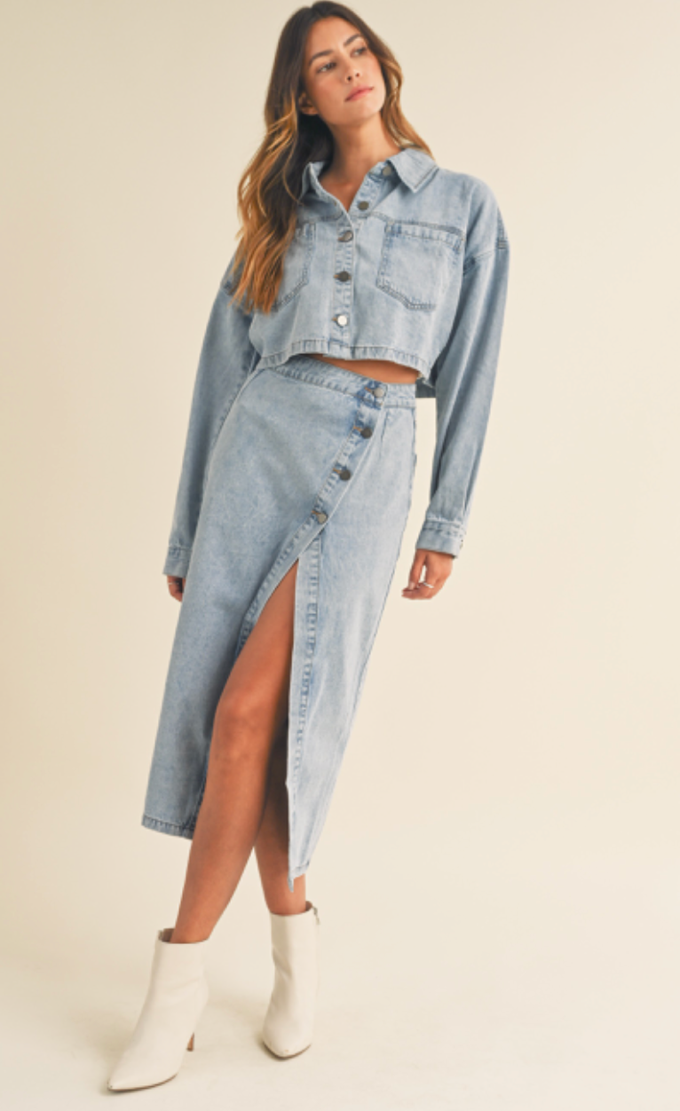 Denim Jacket & Skirt Set of 2
