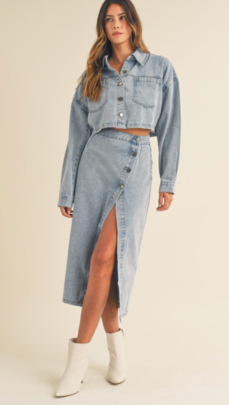 Denim Jacket & Skirt Set of 2