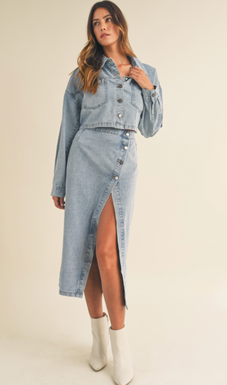 Denim Jacket & Skirt Set of 2