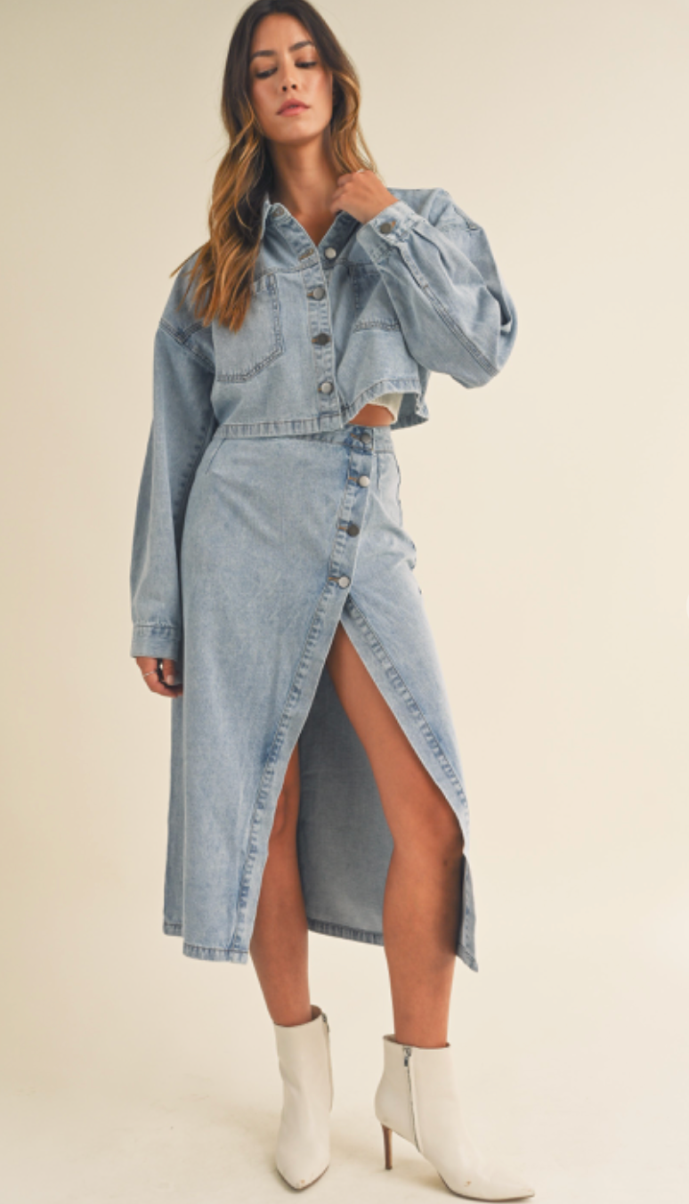 Denim Jacket & Skirt Set of 2