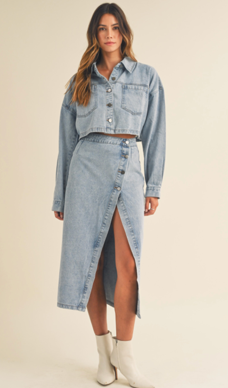 Denim Jacket & Skirt Set of 2