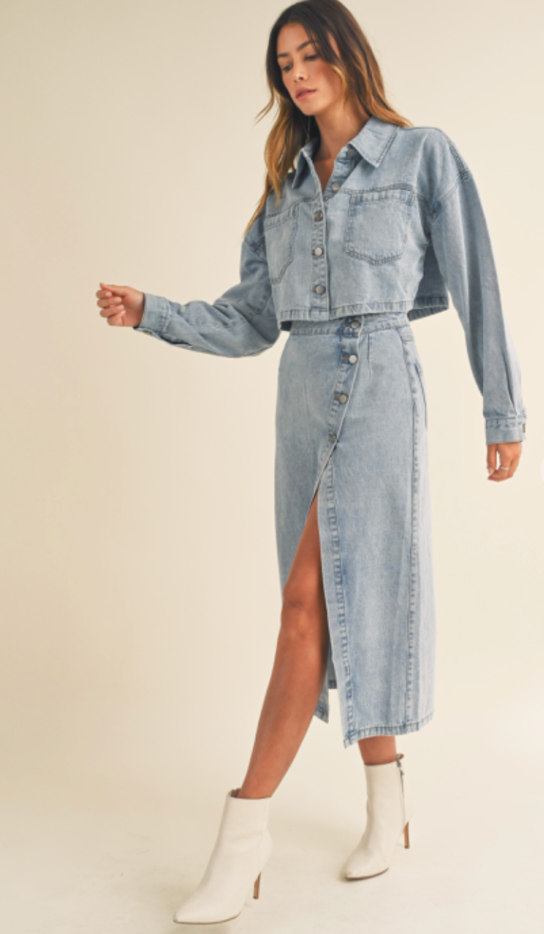 Denim Jacket & Skirt Set of 2