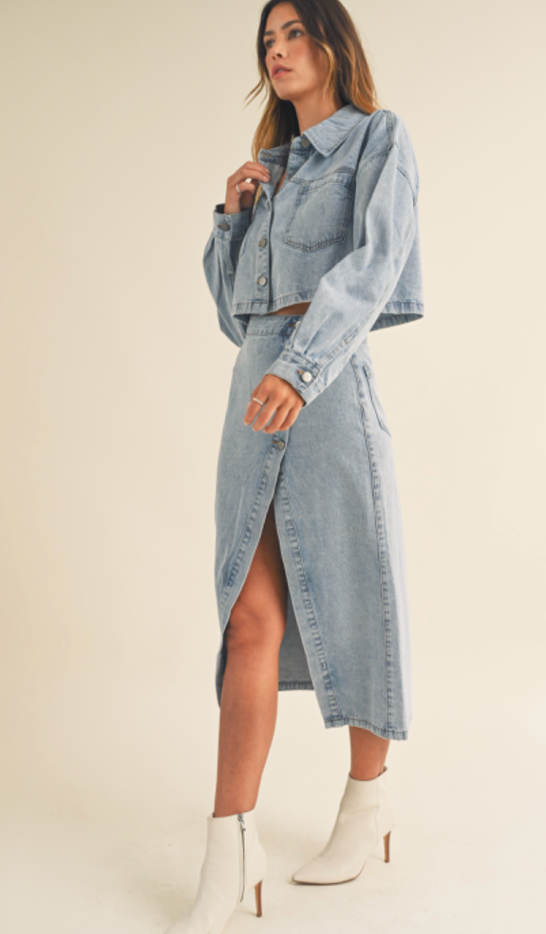 Denim Jacket & Skirt Set of 2