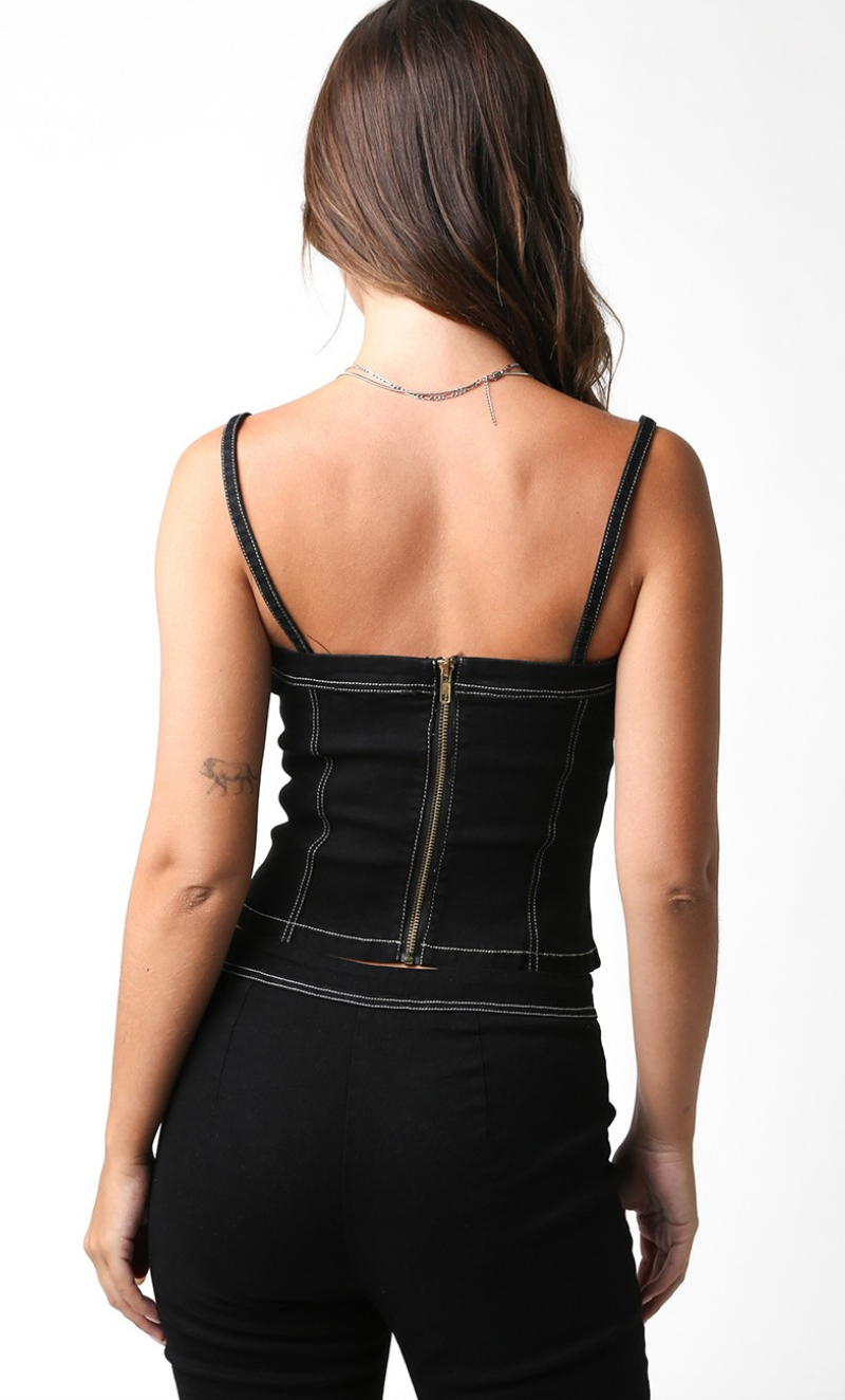 Dianna Black Denim Corset