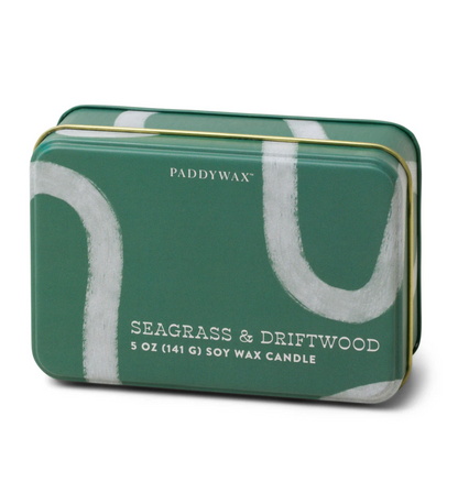 Printed Tin Candle - Seagrass + Driftwood - Clothe Boutique