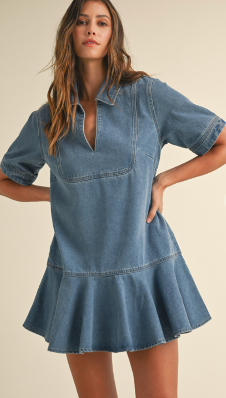 Denim Ruffle Hem Dress Clothe Boutique Denim Ruffle Hem Dress Clothe Boutique