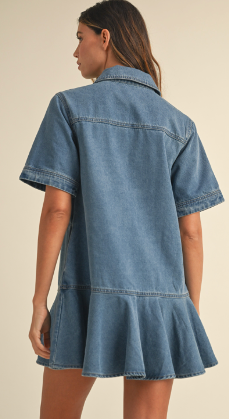 Denim Ruffle Hem Dress Clothe Boutique Denim Ruffle Hem Dress Clothe Boutique