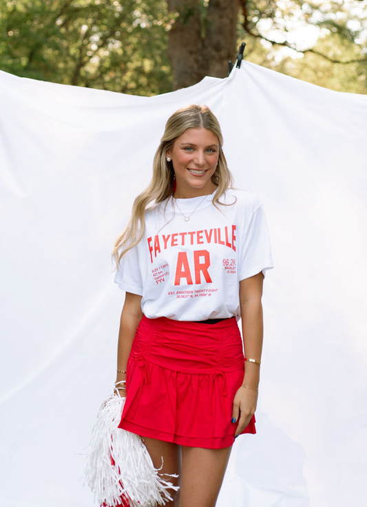 Fayetteville AR Red/White Cropped T-shirt